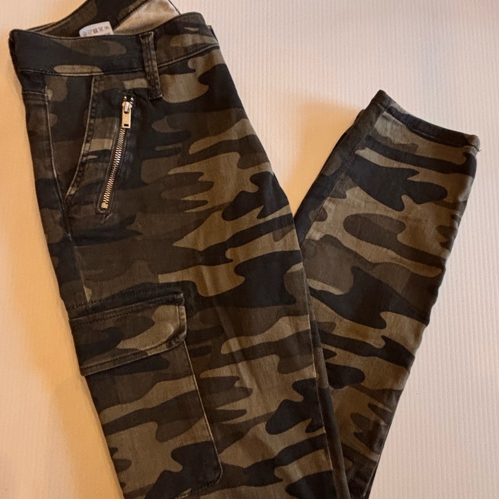 Camo Cargo Pants Military Green Midrise Skinny Jeans SZ SM Streetwear